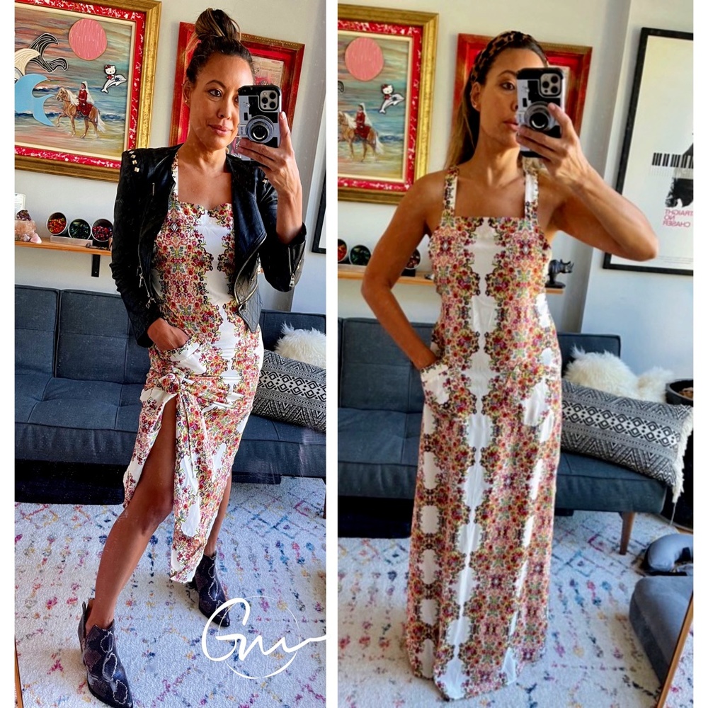 NWOT Flynn Skye Apron Dress w/pockets (Backless Maxi Dress in Bali color) - S